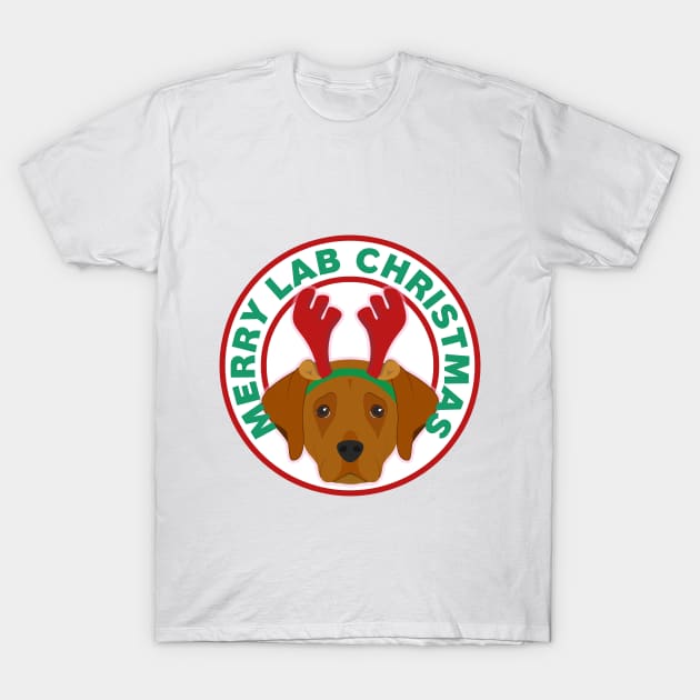 Merry Christmas Chocolate Labrador Retriever T-Shirt by CafePretzel